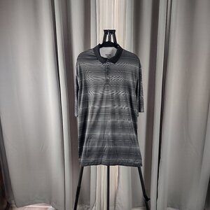 Cutter & Buck Dark Gray Light Gray White Polyester DryTec Polo Golf Shirt Sz XXL